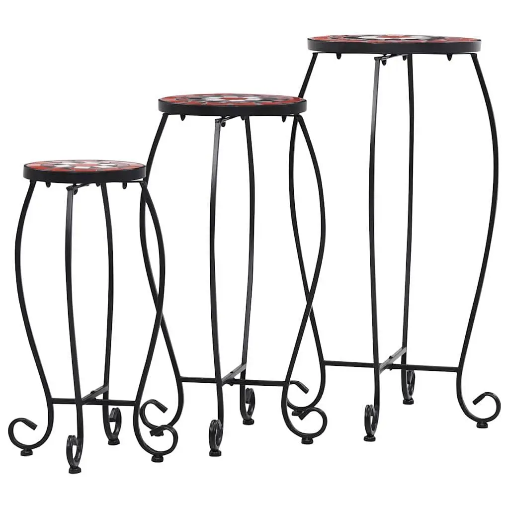 Mosaic Plant Stand Set 3 pcs Ceramic Top Garden Balcony Coffee Table