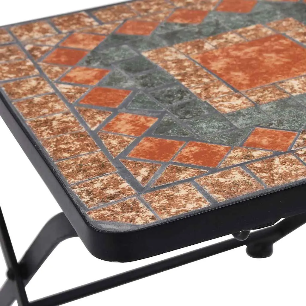 Bistro Chairs Set of 2 Outdoor Mosaic Ceramic Seats Waterproof Iron Frame Orange Grey