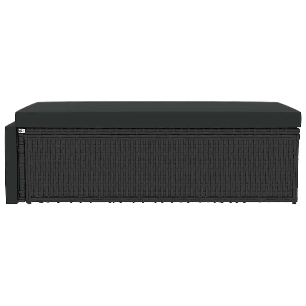 2 Piece Garden Lounge Set PE Rattan Sofa Stool Black