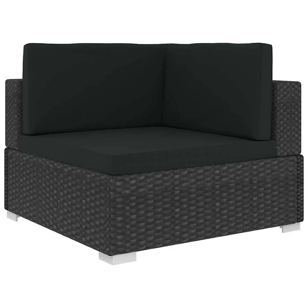 8 Piece Black Patio Sofa Set Modular Poly Rattan Outdoor Furniture with Cushions and Table