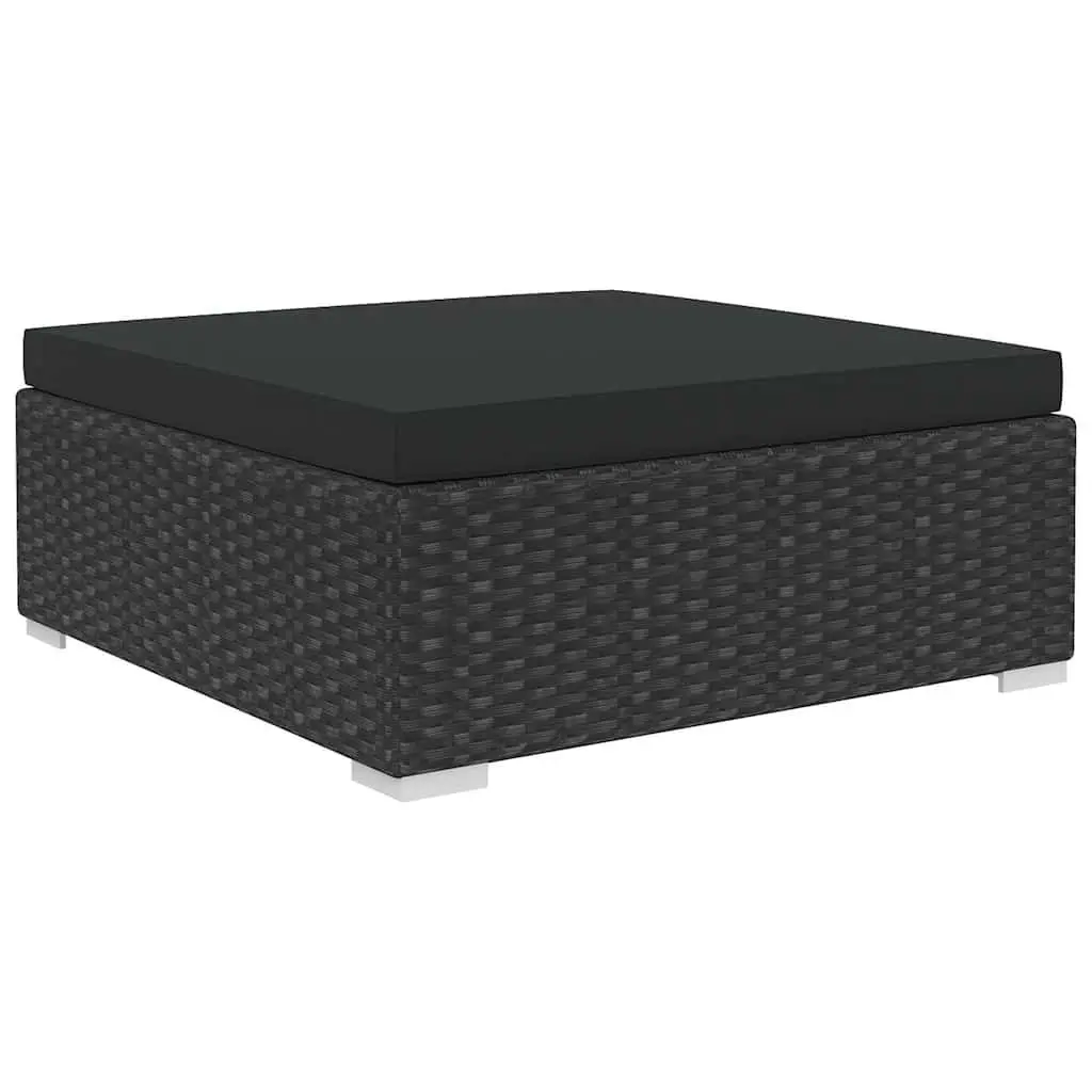 Garden Lounge Set 8 Piece Outdoor Furniture Poly Rattan Sofa with Cushions Black