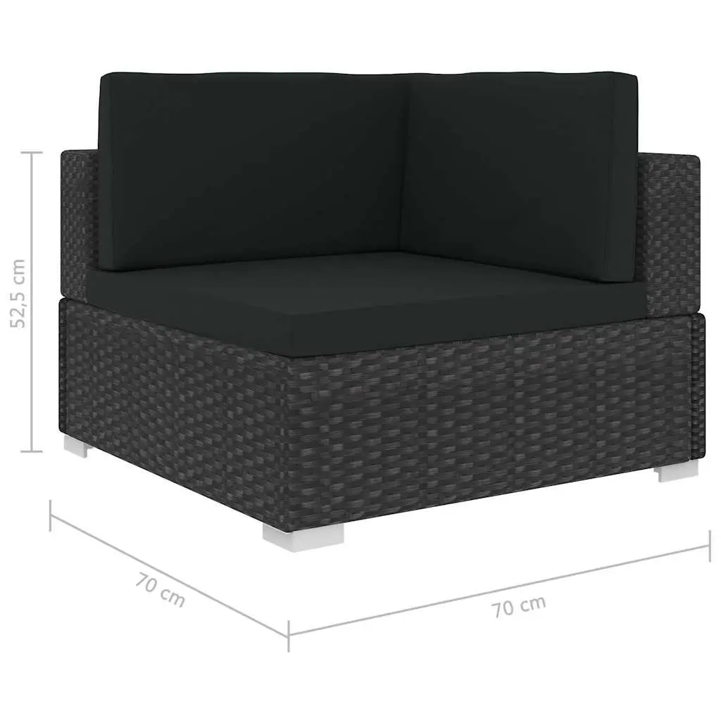 Garden Lounge Set 8 Piece Outdoor Furniture Poly Rattan Sofa with Cushions Black