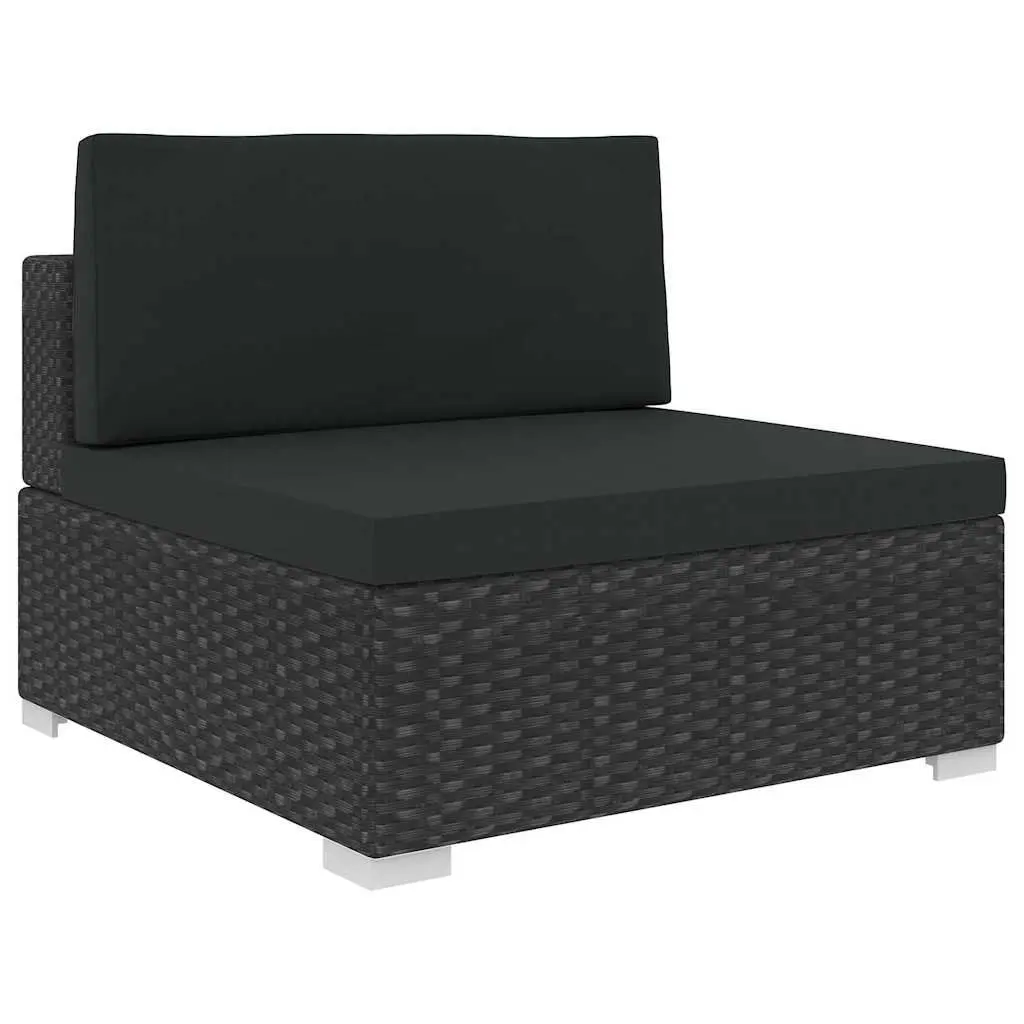 5 Piece Outdoor Patio Sofa Set PE Rattan Black with Cushions