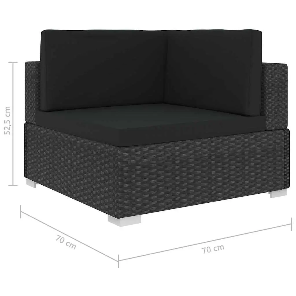 5 Piece Outdoor Patio Sofa Set PE Rattan Black with Cushions