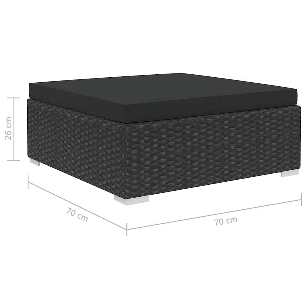 5 Piece Outdoor Patio Sofa Set PE Rattan Black with Cushions
