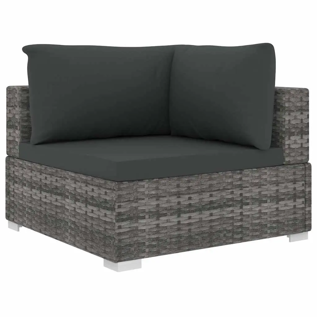 4 Piece Garden Lounge Sofa Set PE Rattan Grey with Cushions Outdoor Furniture Patio