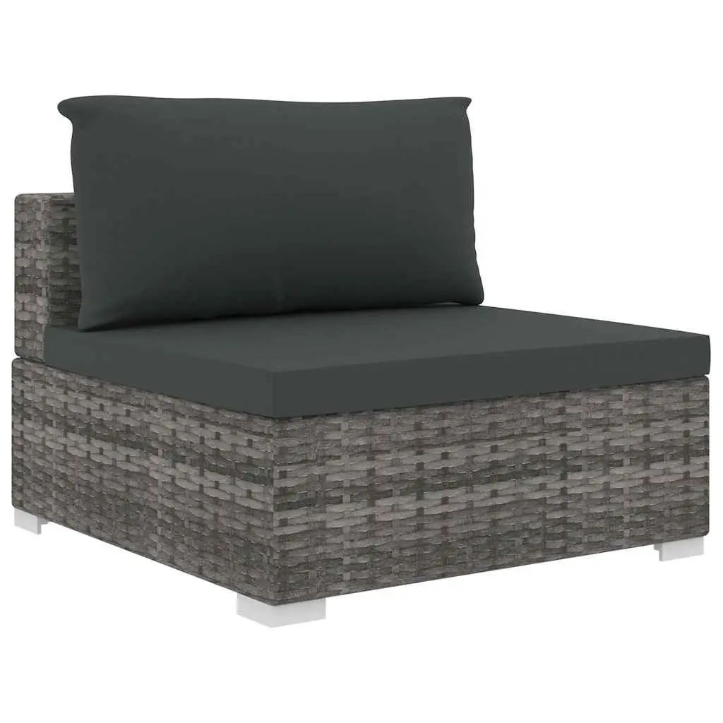 4 Piece Garden Lounge Sofa Set PE Rattan Grey with Cushions Outdoor Furniture Patio