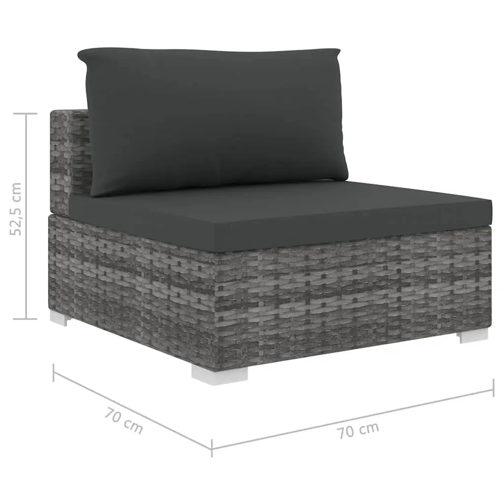 4 Piece Garden Lounge Sofa Set PE Rattan Grey with Cushions Outdoor Furniture Patio