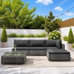 Practical 5 Piece Rattan Lounge Set for Gardens and Patios