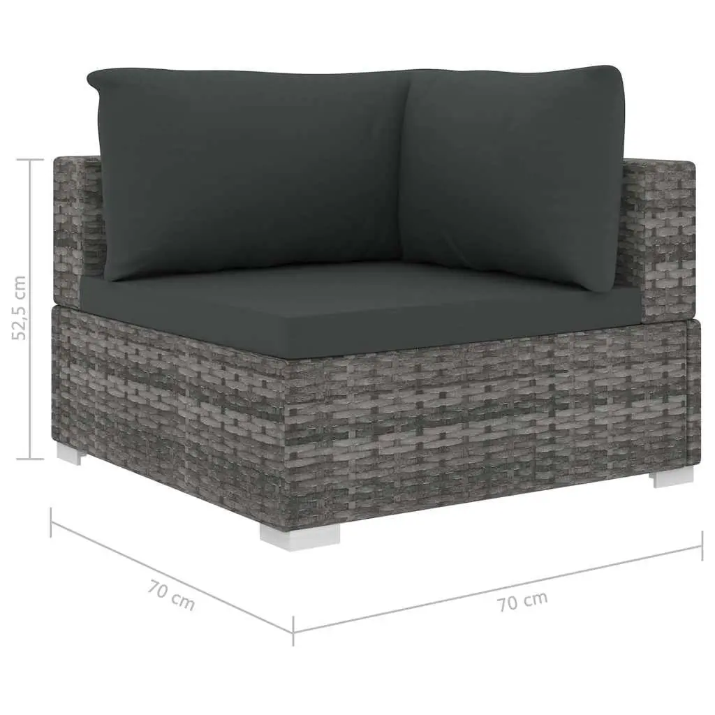 5 Piece Outdoor Rattan Sofa Set Modular Grey with Cushions Patio Furniture