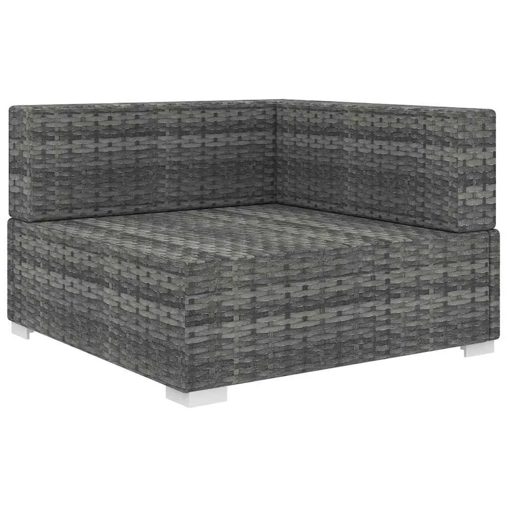 Outdoor Sectional Corner Chair PE Rattan Garden Seating with Cushions Grey