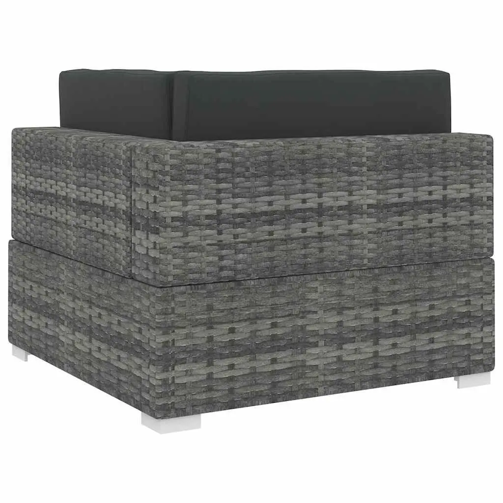Outdoor Sectional Corner Chair PE Rattan Garden Seating with Cushions Grey