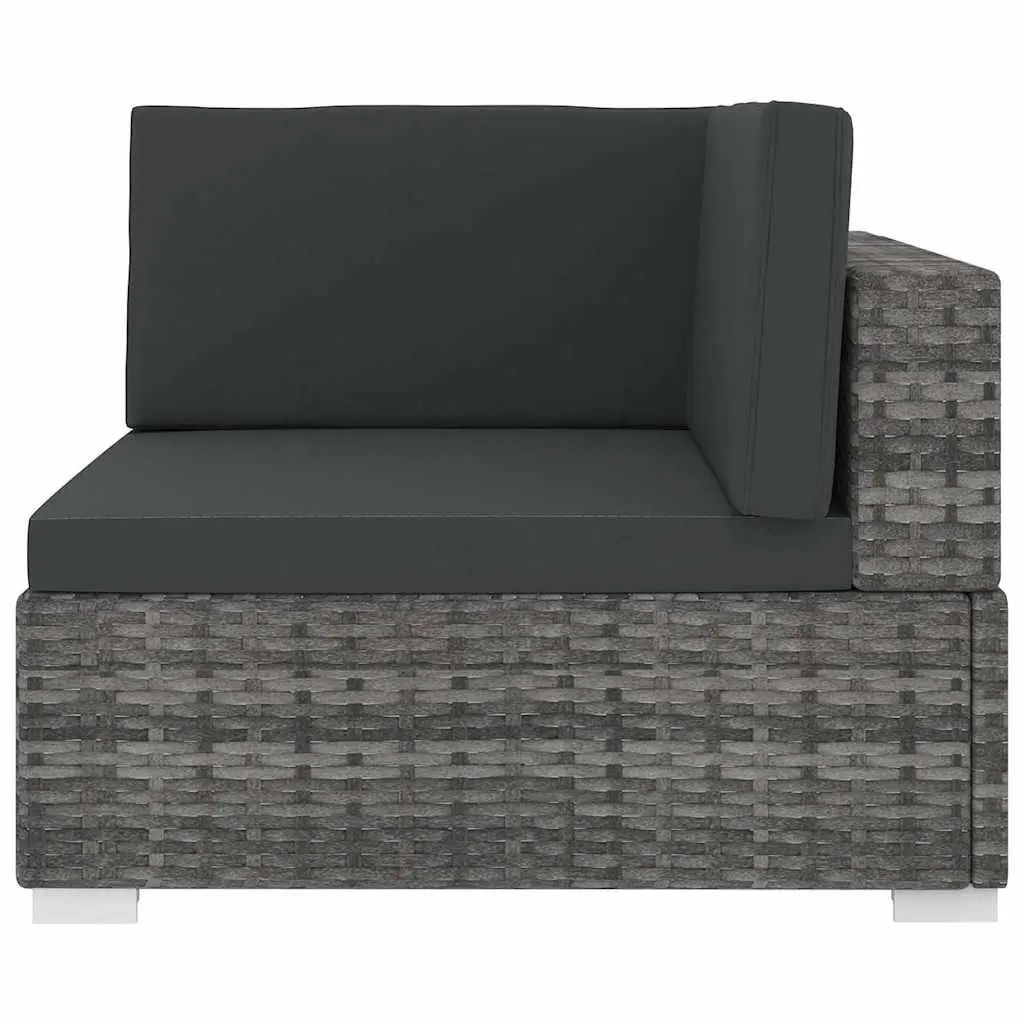 Outdoor Sectional Corner Chair PE Rattan Garden Seating with Cushions Grey