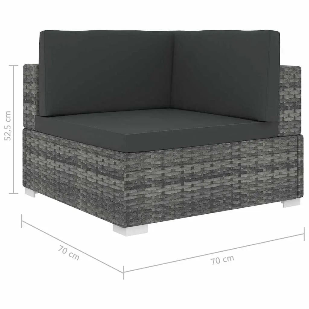 Outdoor Sectional Corner Chair PE Rattan Garden Seating with Cushions Grey