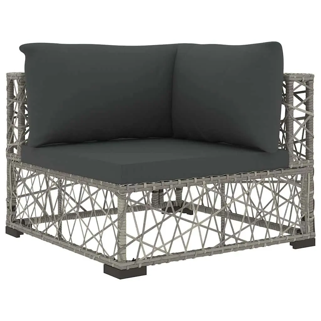6 Piece Outdoor Sofa Set PE Rattan Grey with Cushions Patio Furniture