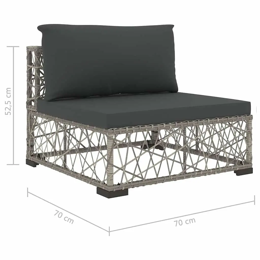 6 Piece Outdoor Sofa Set PE Rattan Grey with Cushions Patio Furniture