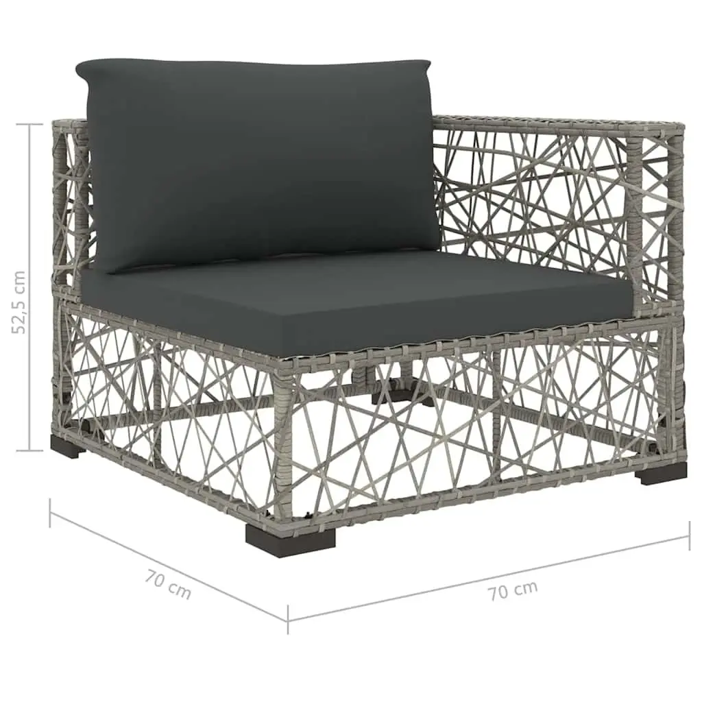 5 Piece Modular Outdoor Garden Lounge Set Grey PE Rattan Sofa with Removable Cushions and Powder Coated Steel Frame for Patio Use