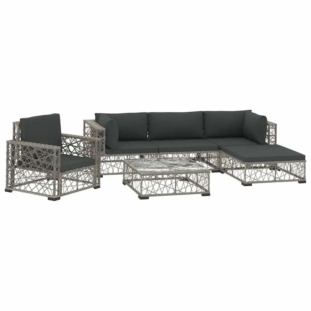 Garden Lounge Set Rattan Sofa 6 Piece Outdoor Furniture Grey