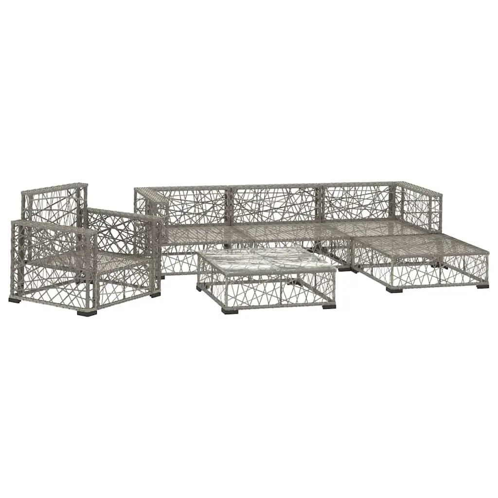 Garden Lounge Set Rattan Sofa 6 Piece Outdoor Furniture Grey