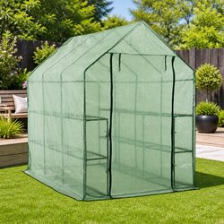 Walk-in Greenhouse 12 Shelves Tunnel Garden Green UV Protected Steel Frame