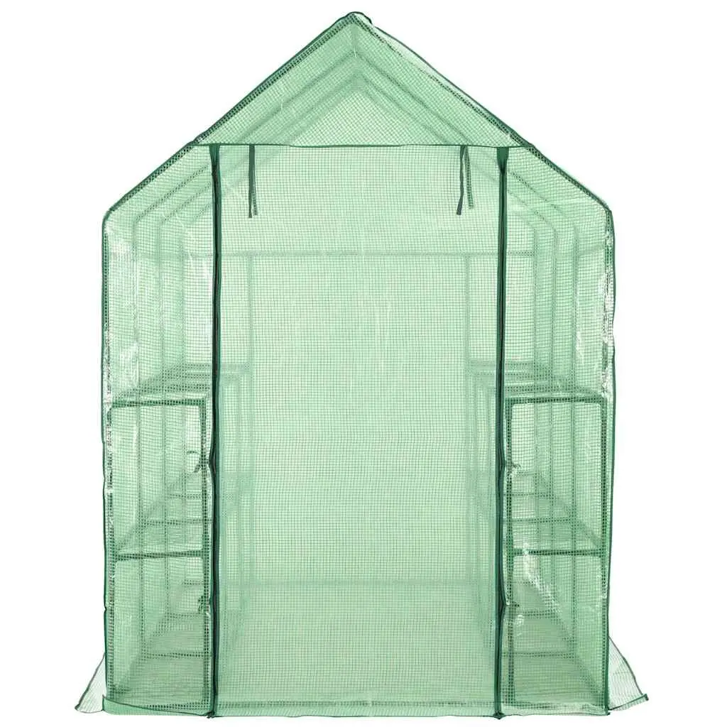 Walk-in Greenhouse Steel Frame 12 Shelves Green UV Protected Tunnel