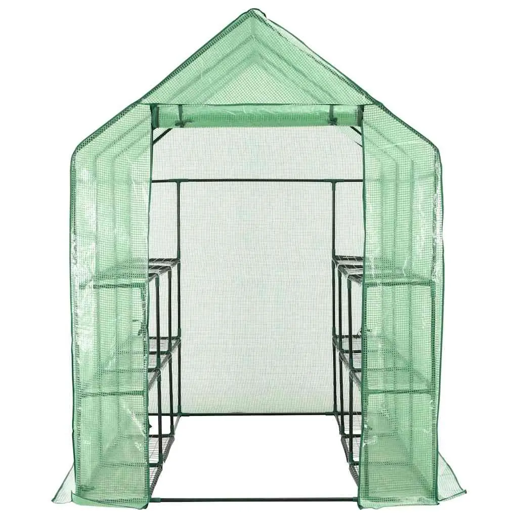 Walk-in Greenhouse Steel Frame 12 Shelves Green UV Protected Tunnel