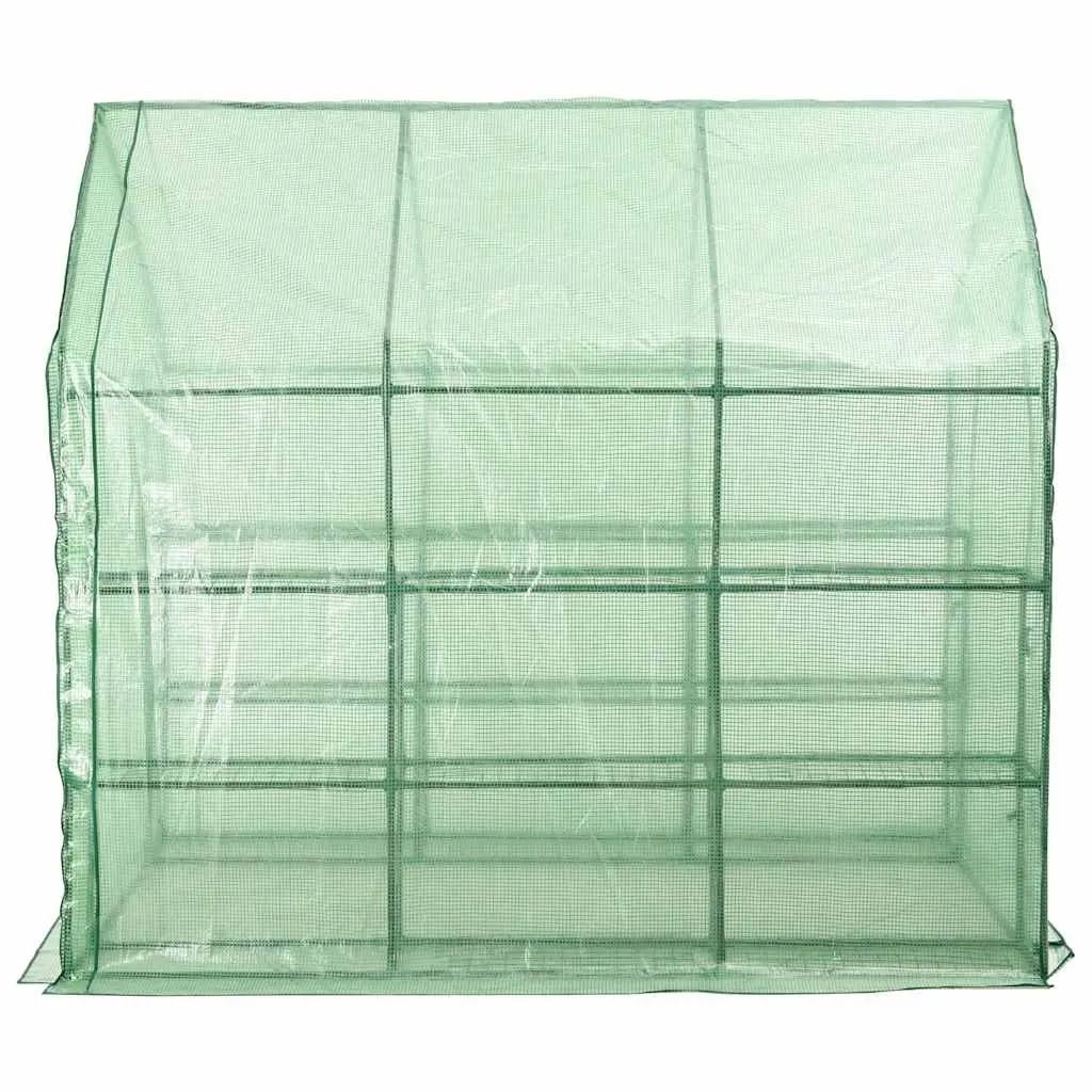 Walk-in Greenhouse Steel Frame 12 Shelves Green UV Protected Tunnel