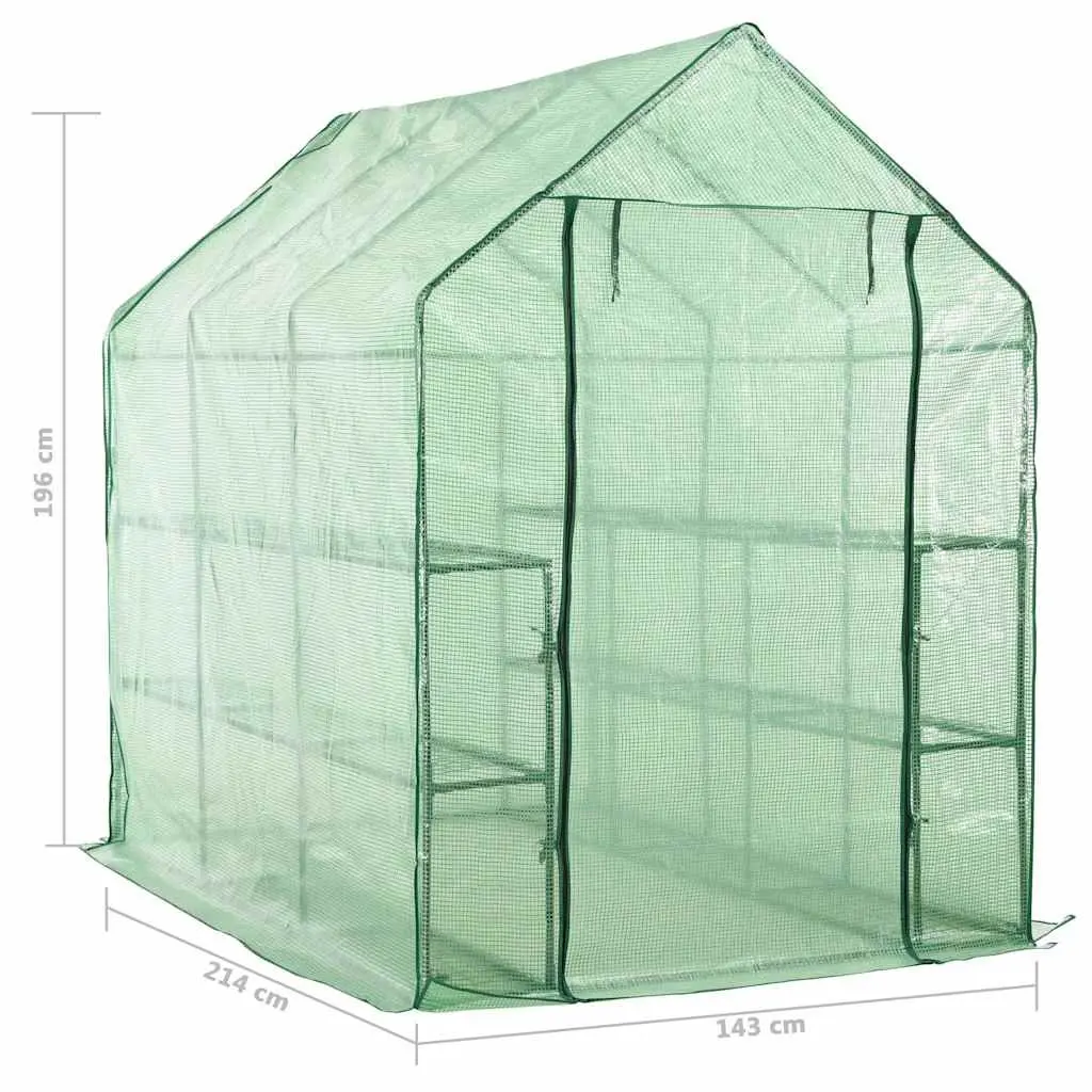 Walk-in Greenhouse Steel Frame 12 Shelves Green UV Protected Tunnel
