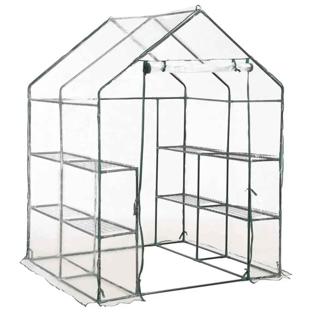 Greenhouse Steel 143 x 143 x 195 cm Transparent with 8 Shelves PVC Plant Growing Garden