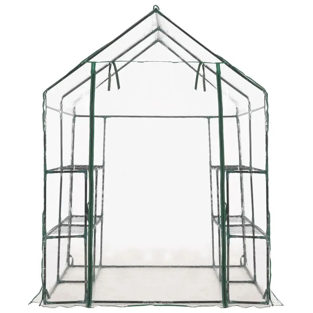 Greenhouse Steel 143 x 143 x 195 cm Transparent with 8 Shelves PVC Plant Growing Garden