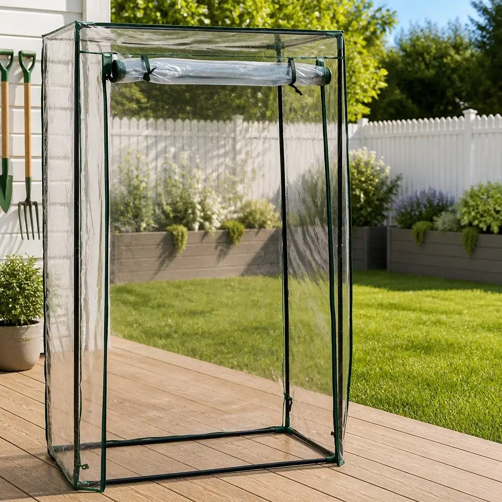 Portable Walk-In Greenhouse Tubular Steel Frame PVC Cover 102x52x150cm Transparent