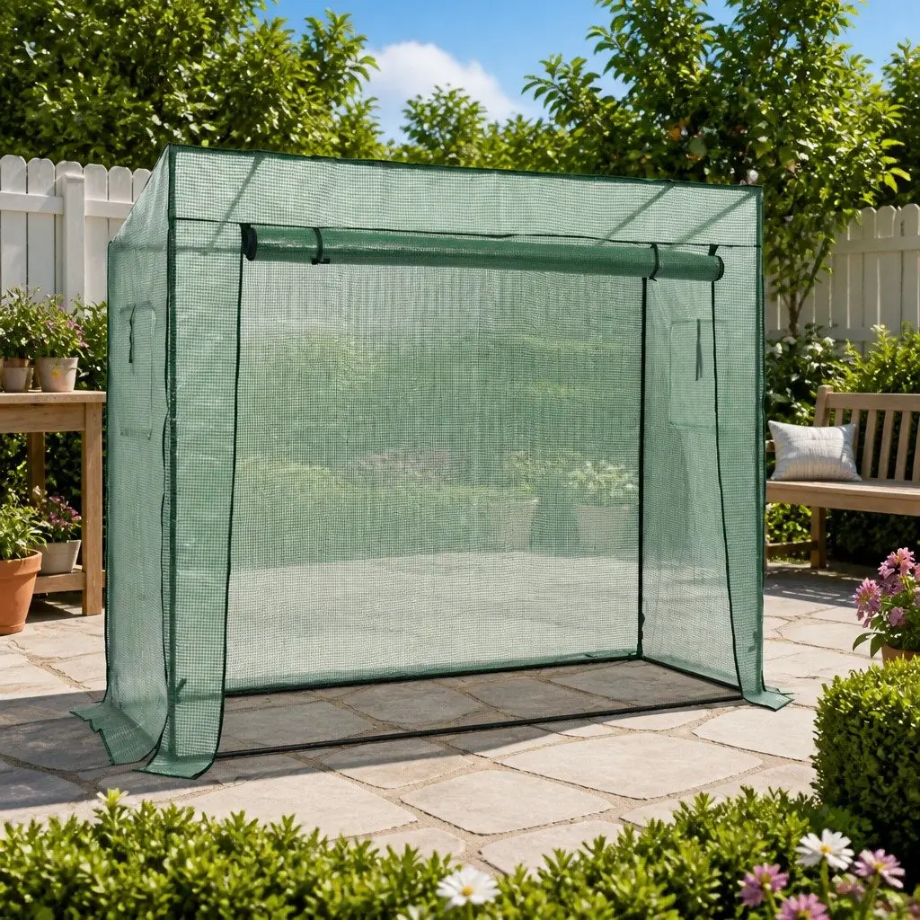 Walk-in Greenhouse Powder Coated Steel Frame 200x80x173cm Green UV Protected