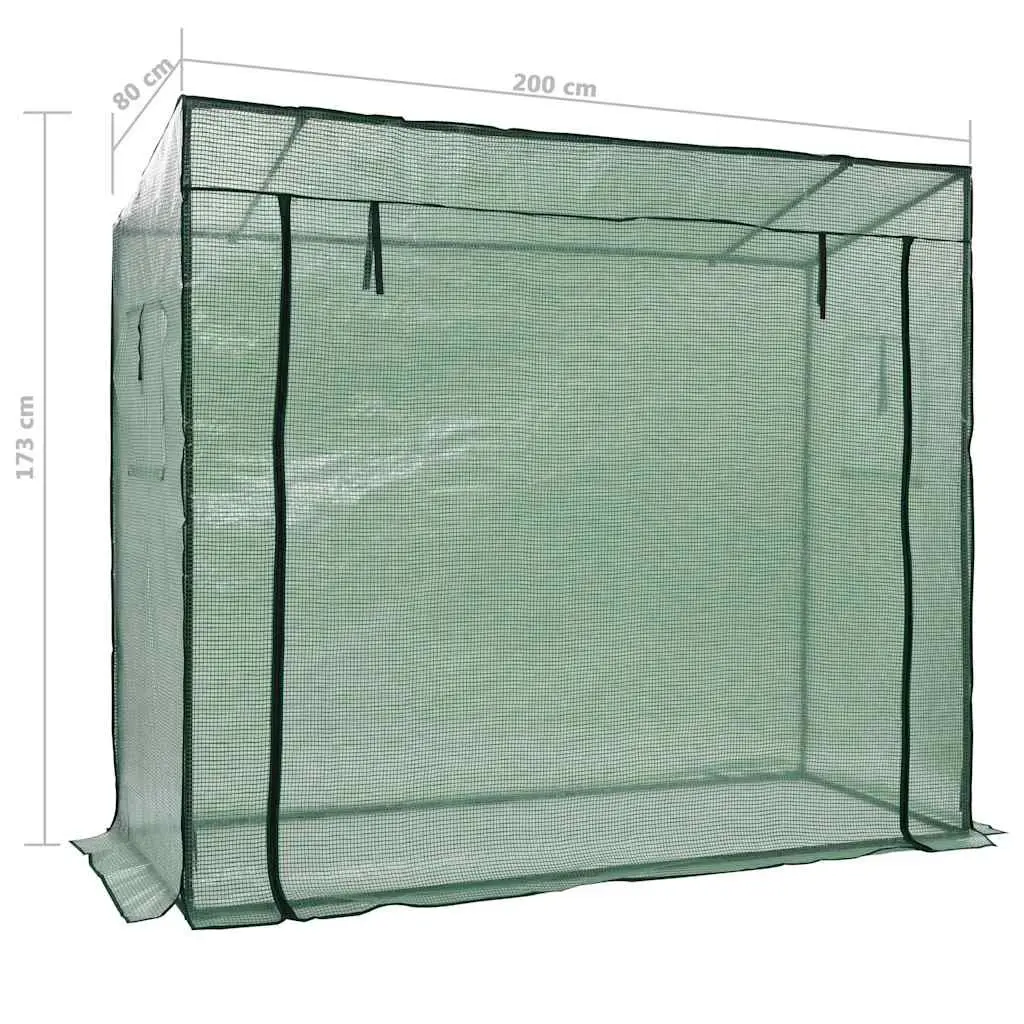 Walk-in Greenhouse Powder Coated Steel Frame 200x80x173cm Green UV Protected