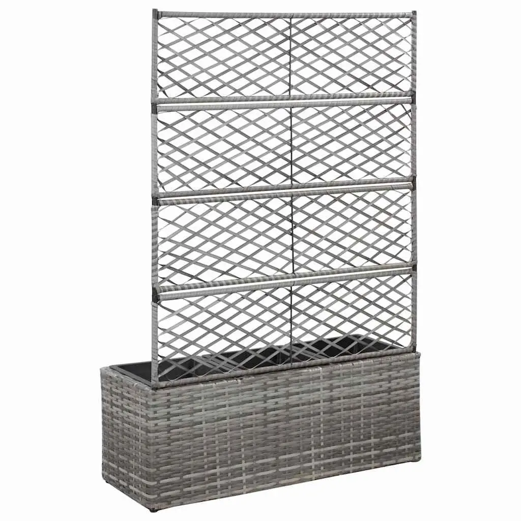 Trellis Raised Garden Bed with 3 Pots Planter Box Grey 83x30x130 cm Outdoor