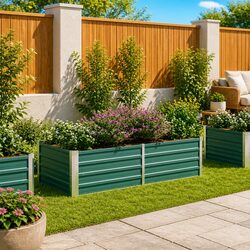 Raised Garden Bed 160x80x45 cm Galvanised Steel Planter Green Rectangular