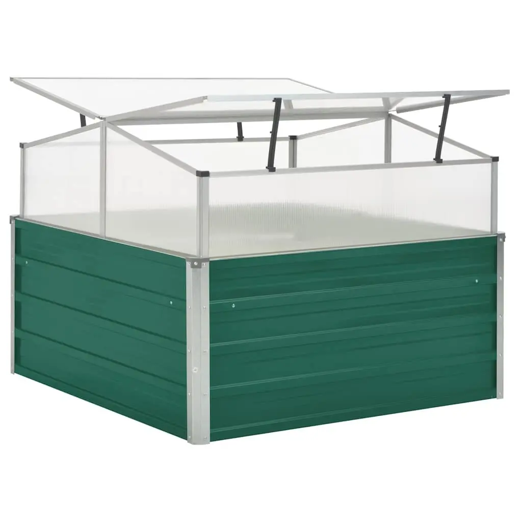 Greenhouse Galvanised Steel 100x100x77 cm Green PC Board Plant Shelter