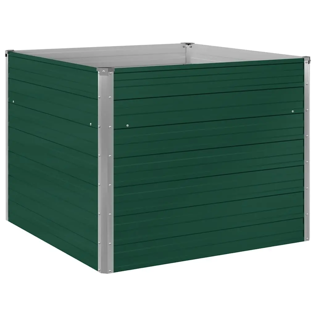 Raised Garden Bed Galvanised Steel 100x100x77 cm Green Open Bottom
