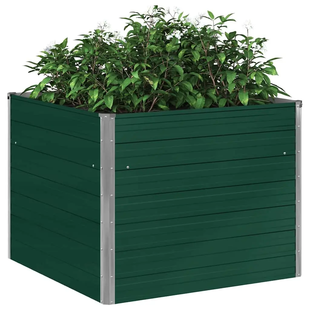 Raised Garden Bed Galvanised Steel 100x100x77 cm Green Open Bottom