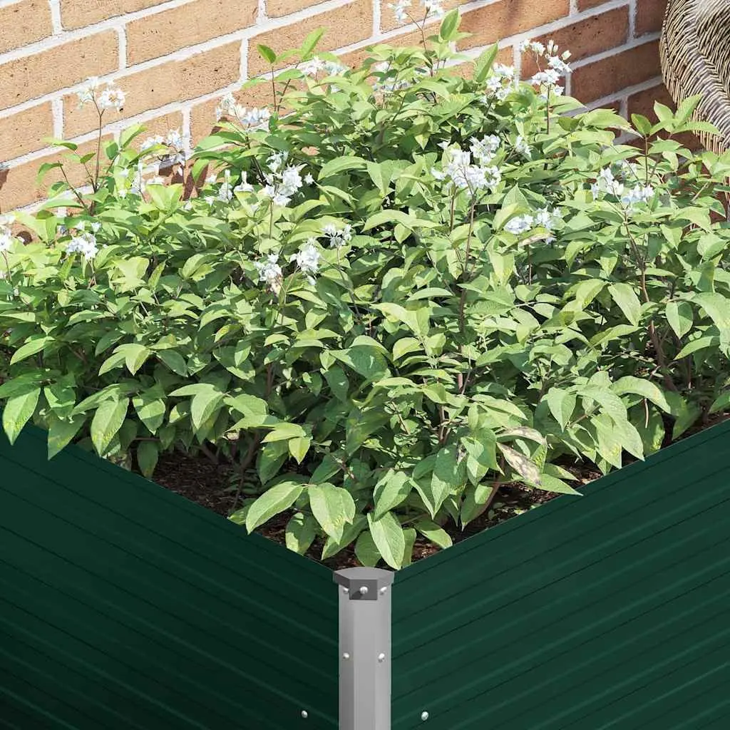 Raised Garden Bed Galvanised Steel 100x100x77 cm Green Open Bottom