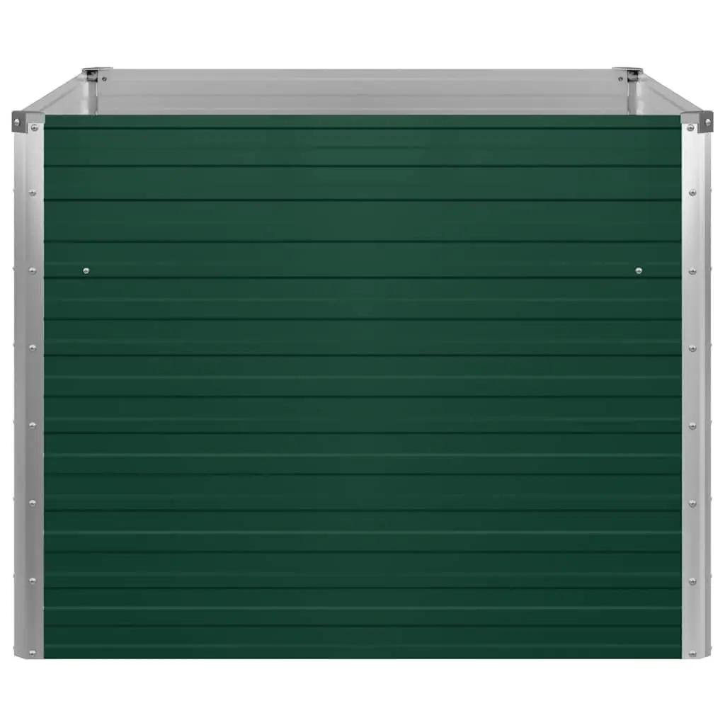 Raised Garden Bed Galvanised Steel 100x100x77 cm Green Open Bottom