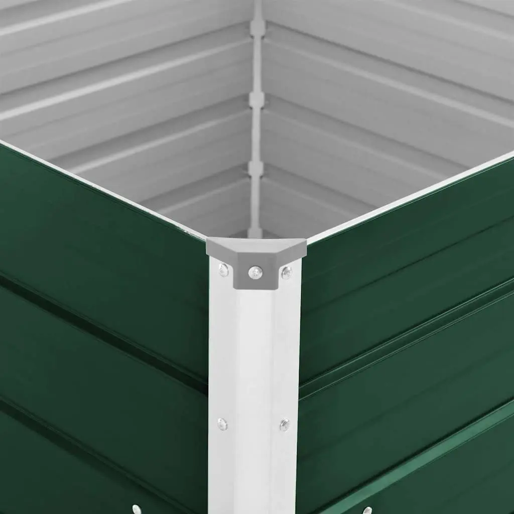 Raised Garden Bed Galvanised Steel 100x100x77 cm Green Open Bottom