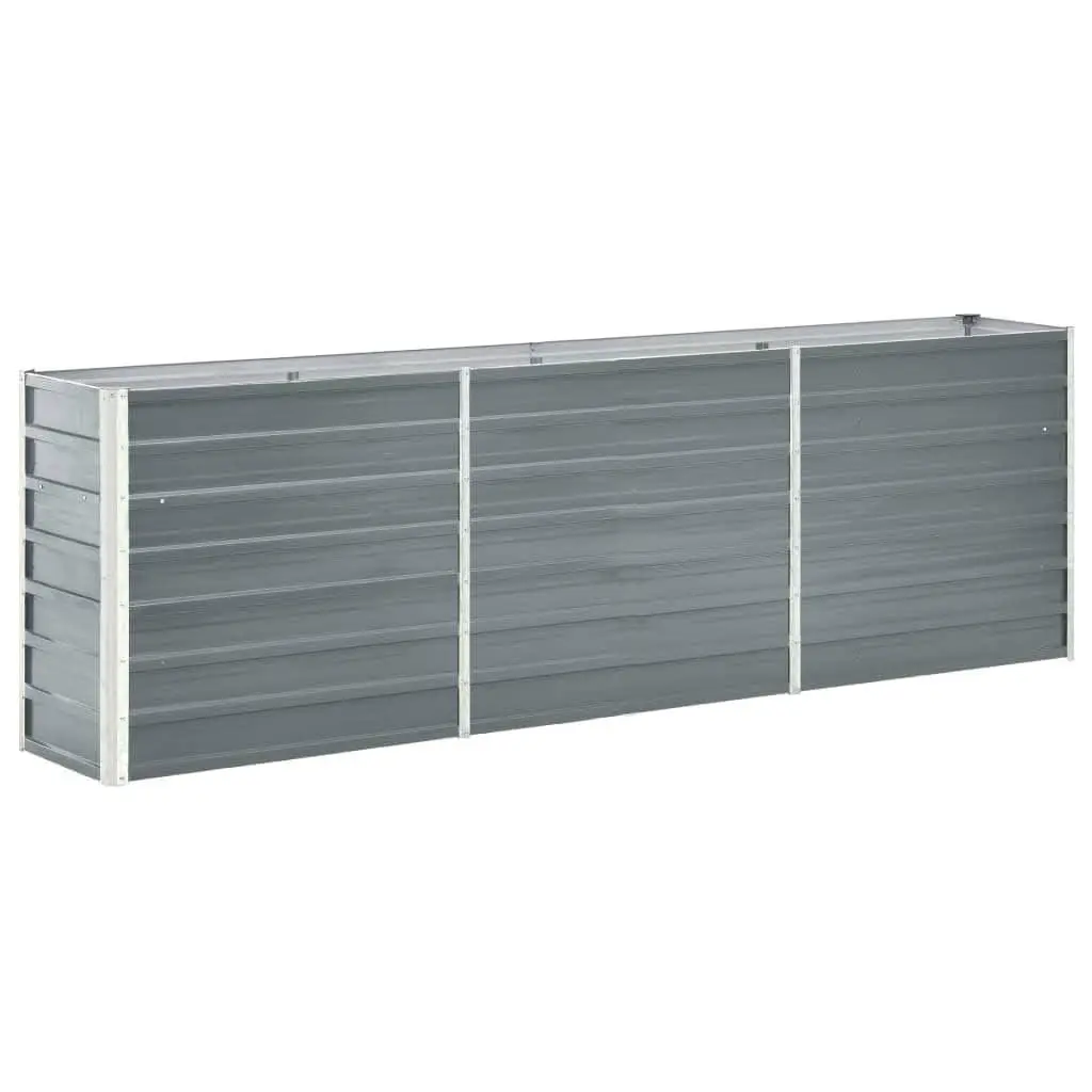 Galvanised Steel Raised Garden Bed 240x40x77cm Grey Outdoor Planter Box for Flowers Herbs and Vegetables