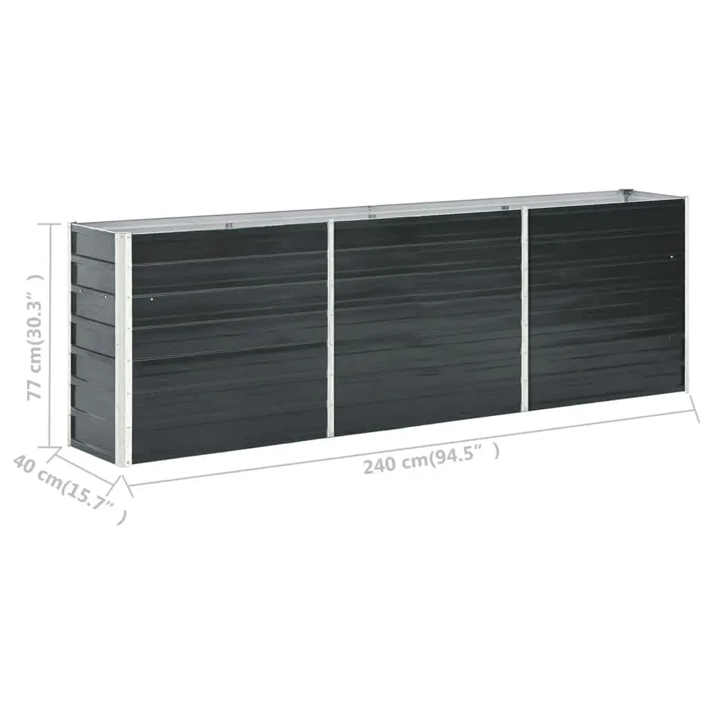 Raised Garden Bed Anthracite Galvanised Steel Outdoor Planter Vegetables Flowers