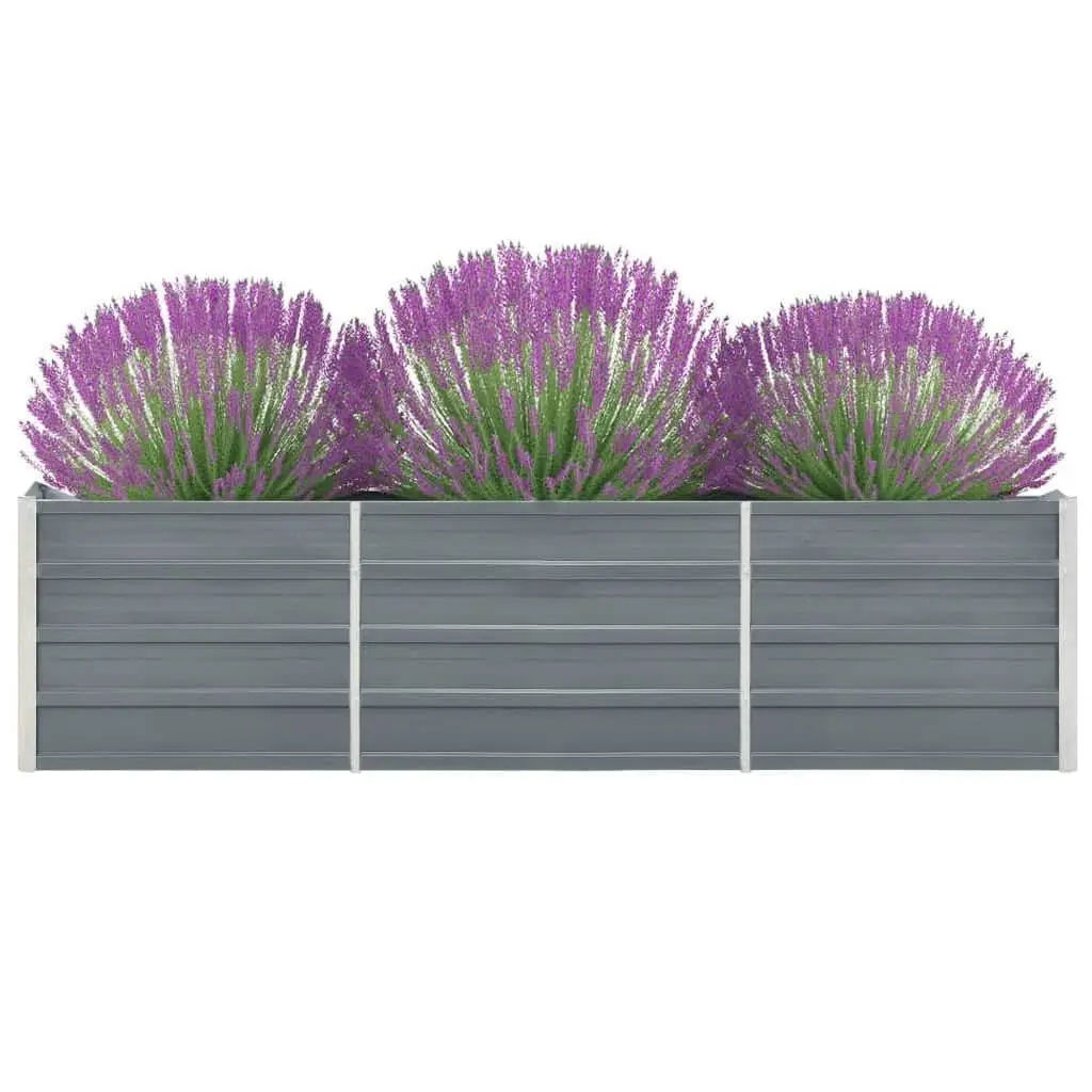 Outdoor Growing Container Raised Garden Bed Heavy Duty Galvanised Steel Grey 240x40x45cm