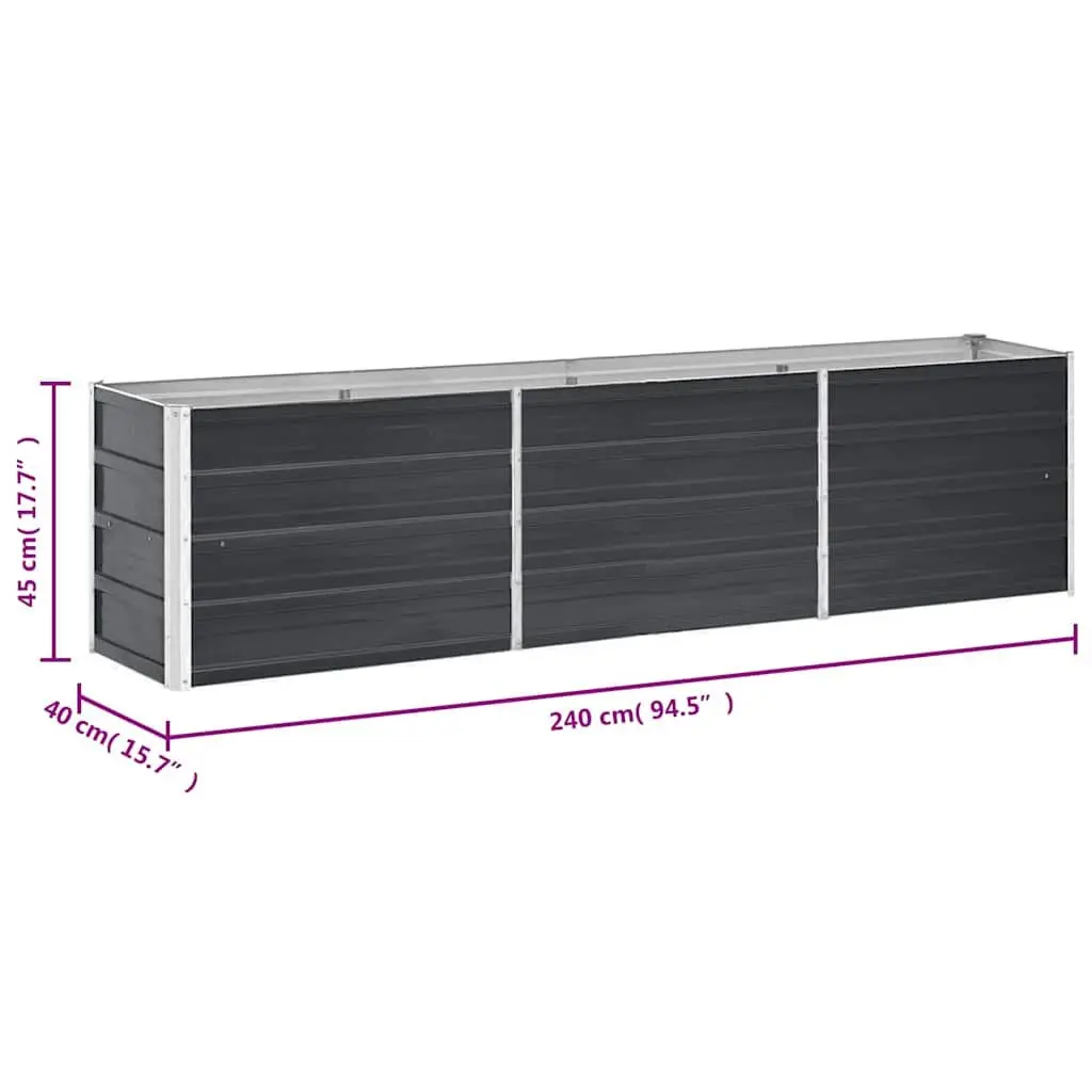 Outdoor Planter Box Anthracite Galvanised Steel Raised Garden Bed 240x40x45cm