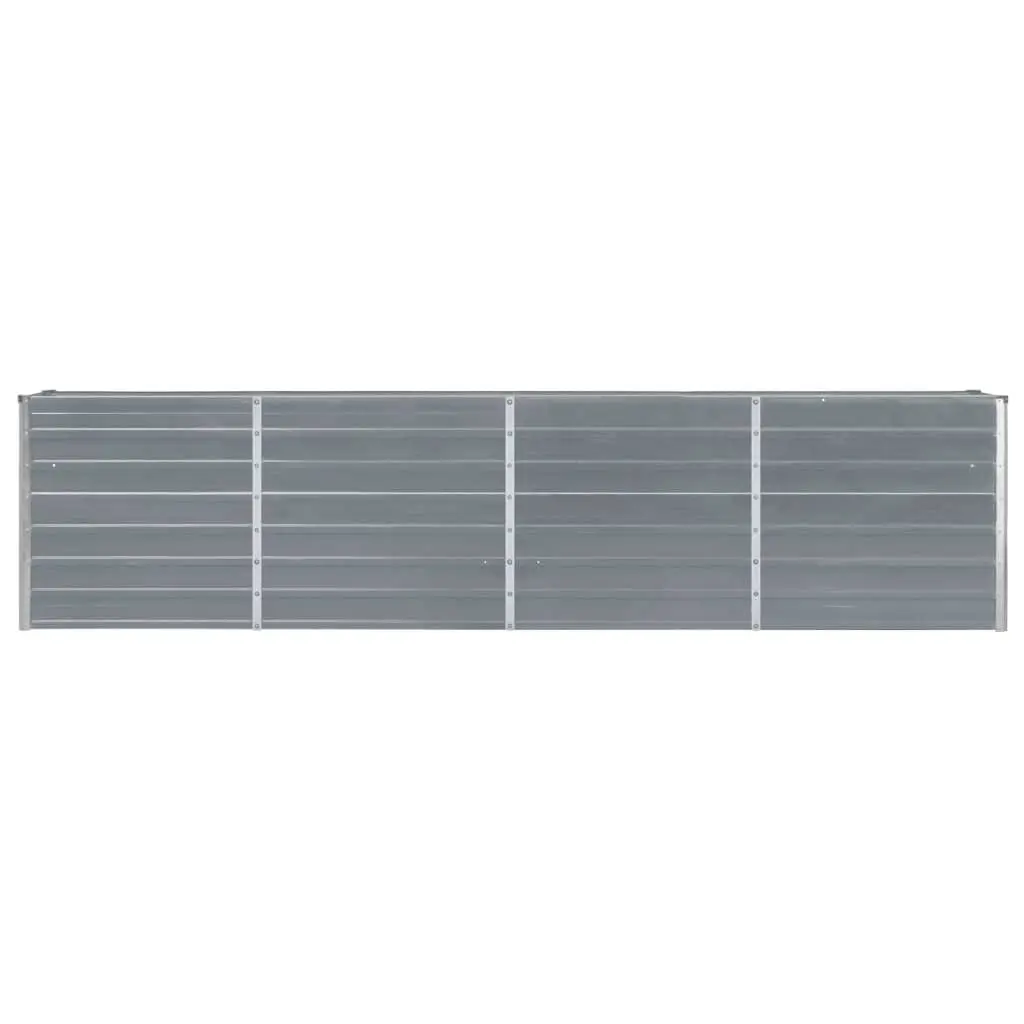 Galvanised Steel Raised Planter Grey Rectangular Garden Bed 320x40x77cm for Plants Vegetables Herbs and Flowers