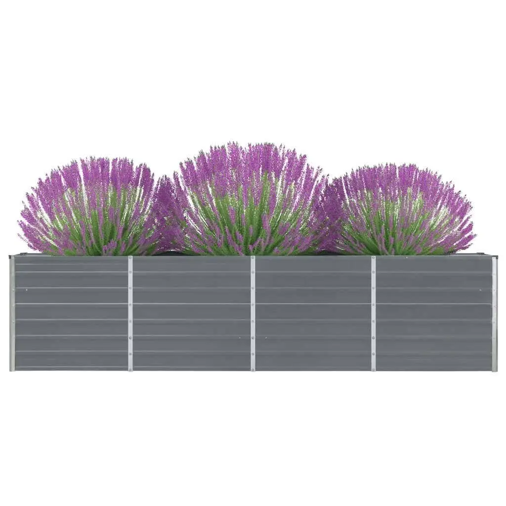 Galvanised Steel Raised Planter Grey Rectangular Garden Bed 320x40x77cm for Plants Vegetables Herbs and Flowers