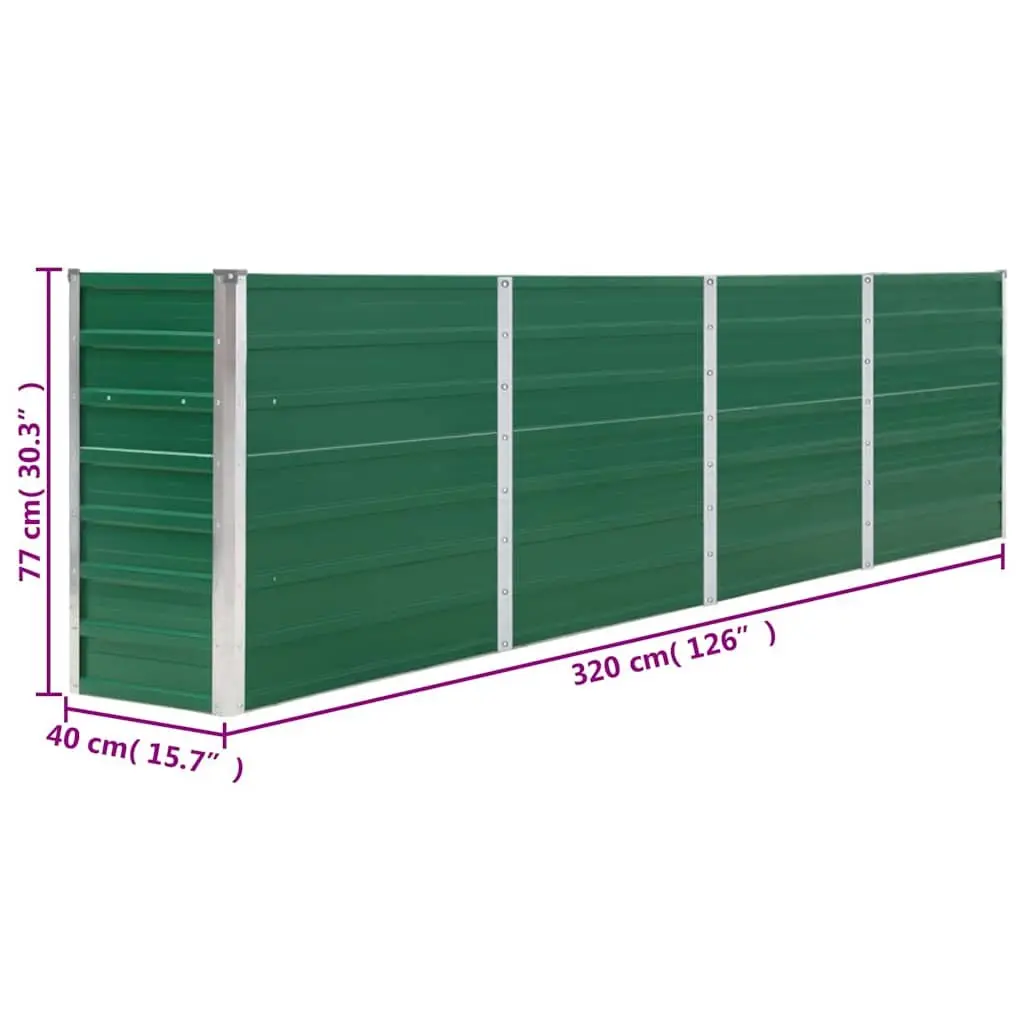 Raised Garden Bed Galvanised Steel Outdoor Planter Box Green 320x40x77cm