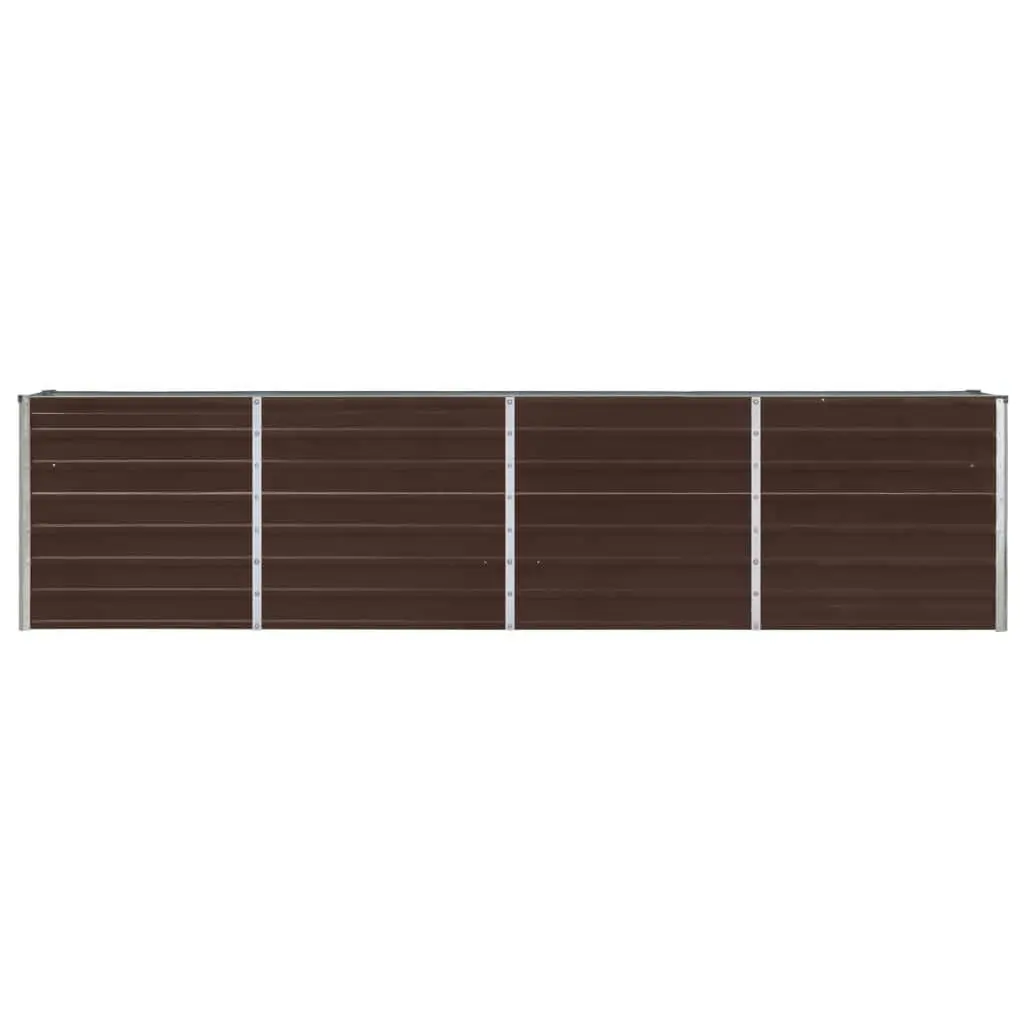 Galvanised Steel Raised Planter Rectangular 320x40x77cm Brown for Vegetables Herbs and Flowers