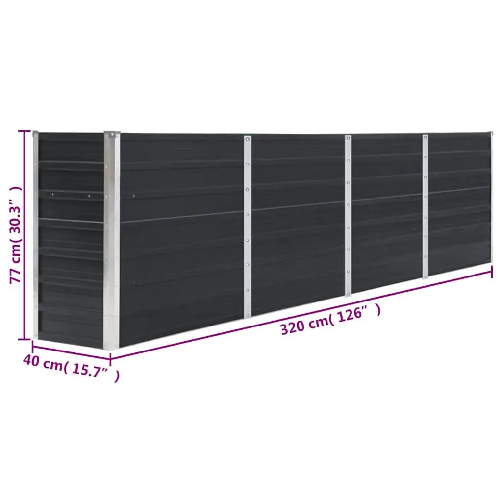 Raised Garden Bed 320x40x77 cm Galvanised Steel Anthracite Planter Box